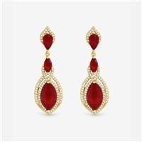 Jon Richard Gold Plated Ruby Navette Drop Earrings
