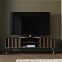 GFW Louvered 2 Door TV Unit - Walnut Effect