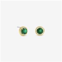 Jon Richard Gold Plated Cubic Zirconia Emerald Halo Stud Earrings