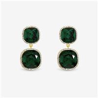 Jon Richard Gold Plated Emerald Double Drop Halo Earrings