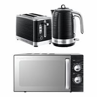 Russell Hobbs Inspire Bundle Kettle, 2 Slice Toaster & Microwave - Black
