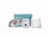 instax Mini 12 Instant Camera Bundle - Clay White