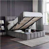 Julian Bowen Gatsby Kingsize Velvet End Lift Ottoman Bed - Grey