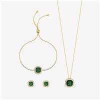 Jon Richard Gold Plated Emerald Crystal Trio Jewellery Set - Gift Box