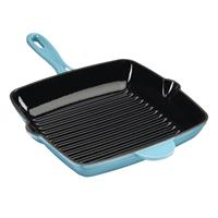 Cooks Professional Cast Iron Skillet Pan with Enamel Interior - Teal