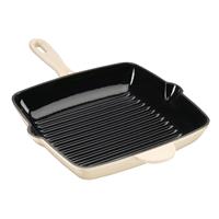 Cooks Professional Cast Iron Skillet Pan with Enamel Interior - Ivory