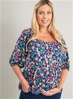 MATERNITY Navy Floral Peplum Top 8