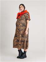 MATERNITY Brown Zebra Print Crinkle Midi Dress 8