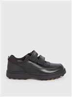 Black Leather Twin Strap School Shoes 2