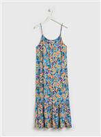 PETITE Blue Paisley Print Tiered Midi Dress 6