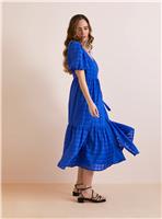 SKU: APR EB WOVEN SHEER CHECK WRAP MAXI DRESS:Blue:12