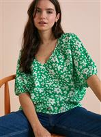 Everbelle Green Dotty Floral Relaxed Woven Top 8