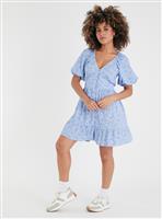 PETITE Light Blue Flutter Sleeve Tea Dress 12