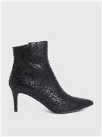 Black Animal Print Heeled Boots 5