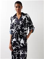 For All The Love Black Border Printed Satin Relaxed Holiday Coord Shirt 14