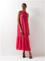 For All The Love Twist Neck Hot Pink Halter Midaxi Dress 16