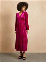 EVERBELLE Pink Velvet Wrap Dress 6