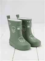 GRASS & AIR Khaki Green Colour Changing Kids Winter Wellies 3 Infant