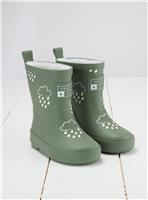 GRASS & AIR Khaki Green Colour Changing Kids Winter Wellies 9 Infant