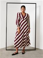 For All The Love Stripe Printed Volume Sleeve V-Neck Midaxi Dress 8