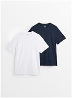Navy & White Pyjama Top 2 Pack XS