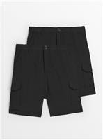 2 Pack Black Cargo Shorts 12 years