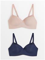 Navy & Beige Balcony Bras 2 Pack 36A