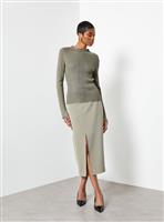 For All the Love Khaki Tailored Midaxi Skirt 16