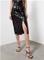 For All The Love Black Sequin Wrap Skirt 8