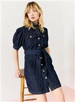 EVERBELLE Puff Sleeve Short Denim Dress 8