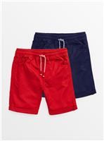 Red & Navy Twill Shorts 2 Pack 14 years
