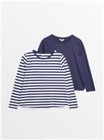 MATERNITY Nursing Navy & Stripe Long Sleeve Top 2 Pack 20