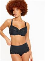 DD+ Black Floral Lace Underwired Bra 36DD