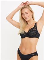 Black Lace Full Cup Underwired Bra 44C