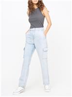 Light Wash Denim Utility Relaxed Straight Leg Jeans 16S