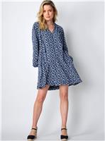 BURGS Sands Button Front Mini Swing Dress Navy 12