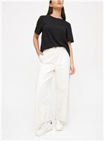 Cream Wide Leg Cropped Trousers 20L