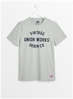 UNION WORKS Grey Marl Graphic Print TShirt XXL
