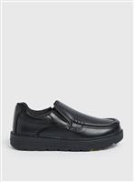 Magic Feet Wide Fit Black Leather Loafers 8 Infant