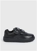 Magic Feet Black Leather Twin Strap Trainers 8 Infant