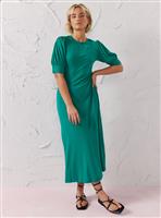 EVERBELLE Green Puff Sleeve Open Back Midi Dress 6