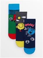 Mr Men Football Print Ankle Socks 3 Pack 9-12