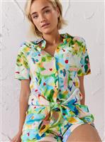 EVERBELLE Floral Blurred Print Tie Front Shirt 8