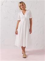 EVERBELLE White Button-Through Broderie Midi Dress 6