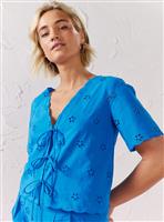 EVERBELLE Cobalt Blue Broderie Boxy Blouse 12