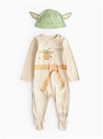 Star Wars Halloween Novelty Yoda Print Sleepsuit & Hat Set Up to 3 mths