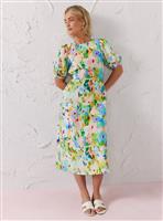 EVERBELLE Floral Blurred Print Midi Dress 10