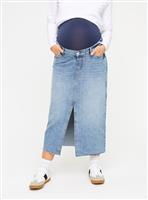 MATERNITY Overbump Mid Wash Denim Maxi Skirt 18