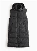 PETITE Black Padded Longline Hooded Gilet S