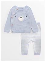 Blue Bear Knitted Jumper & Leggings Set 6-9 months